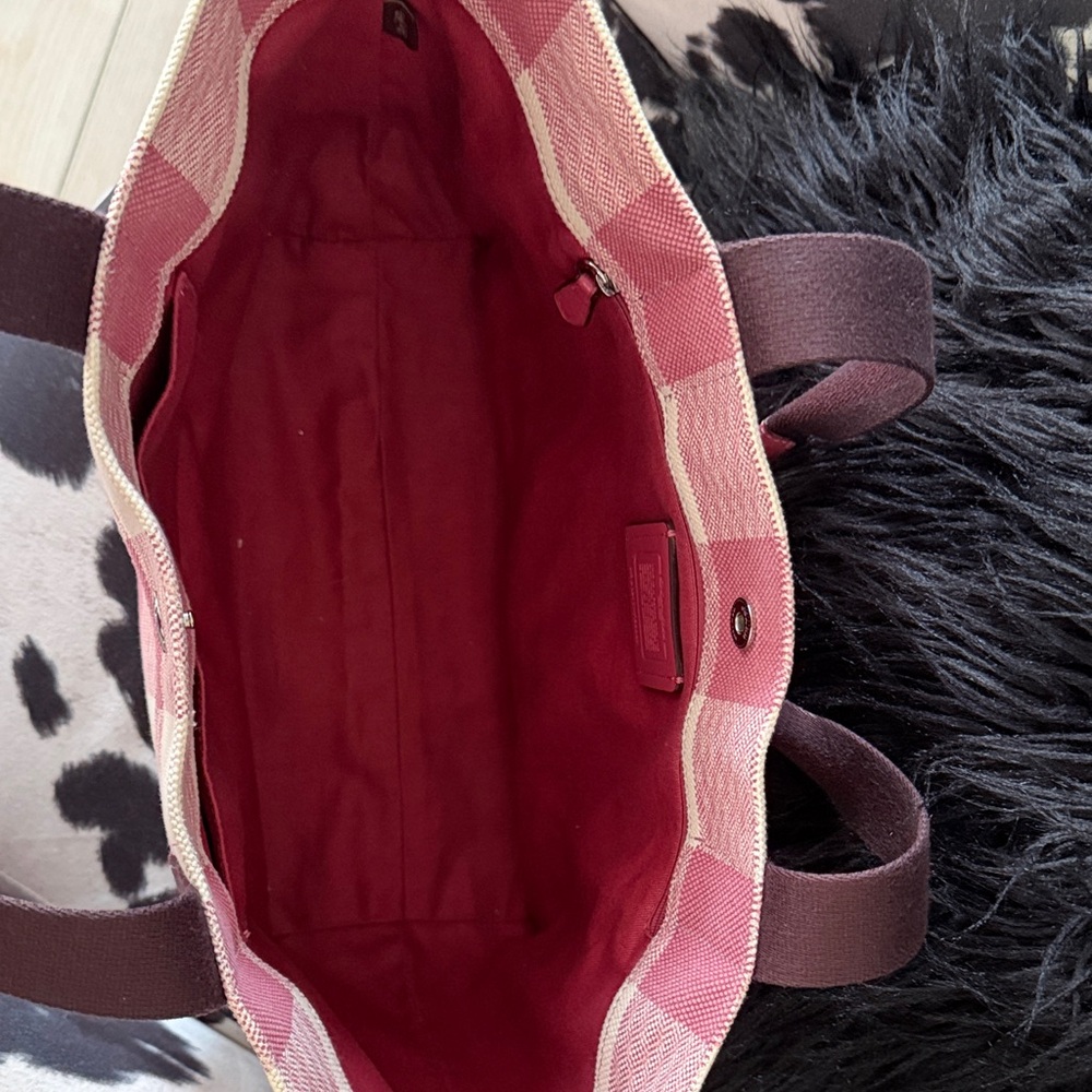 Coach Pink and Cream Checkered Tote - Picture 8 of 12